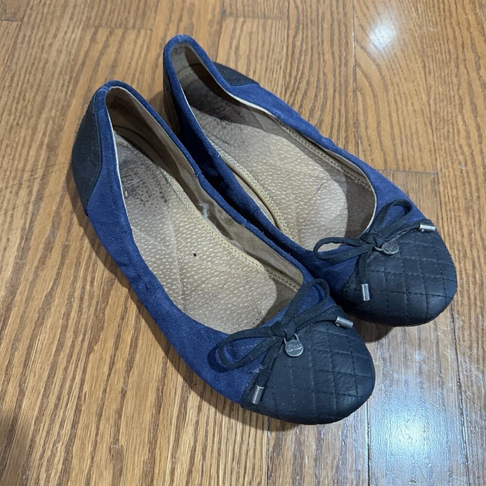 G.H. Bass Lane Black Navy Suede Leather Ballet Flats Slip On Classic 8M - Picture 1 of 7
